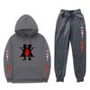 Mens Winter Warm Hooded Sweatshirt Pants Set Anime Inspired Casual Tracksuit Cotton Blend Thick Fleece Lined