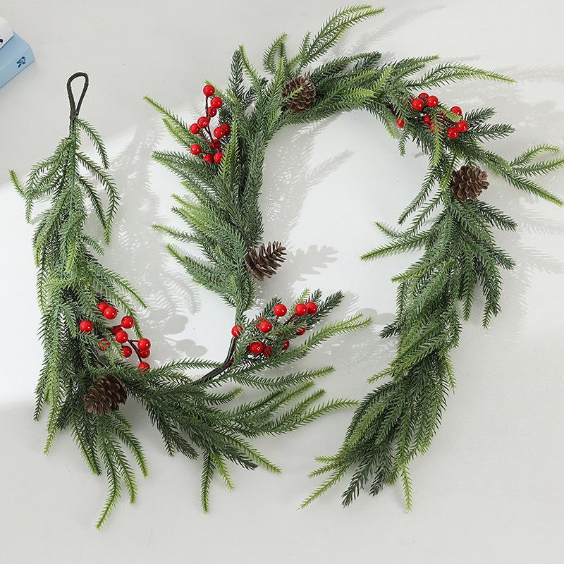 Simulated Christmas Decoration Soft Rubber Pine Needles Rattan Strips Hanging Fireplace Staircase Atmosphere Arrangement Vine