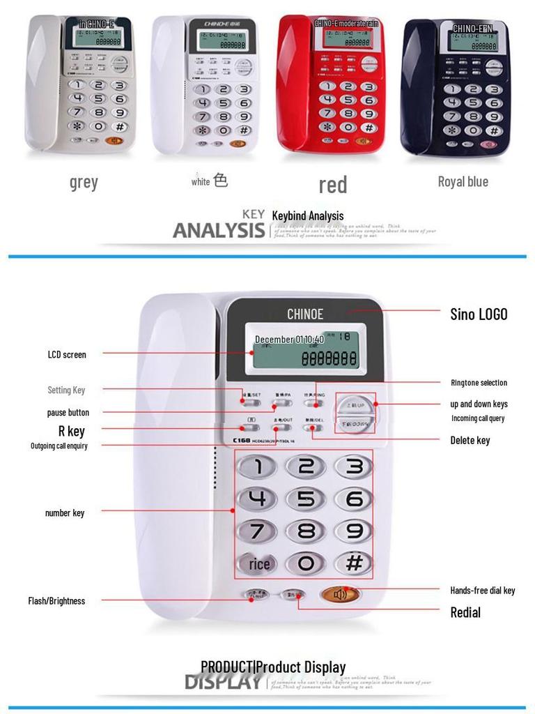 Zhongnuo C168 Caller ID Landline Phone for Home & Office