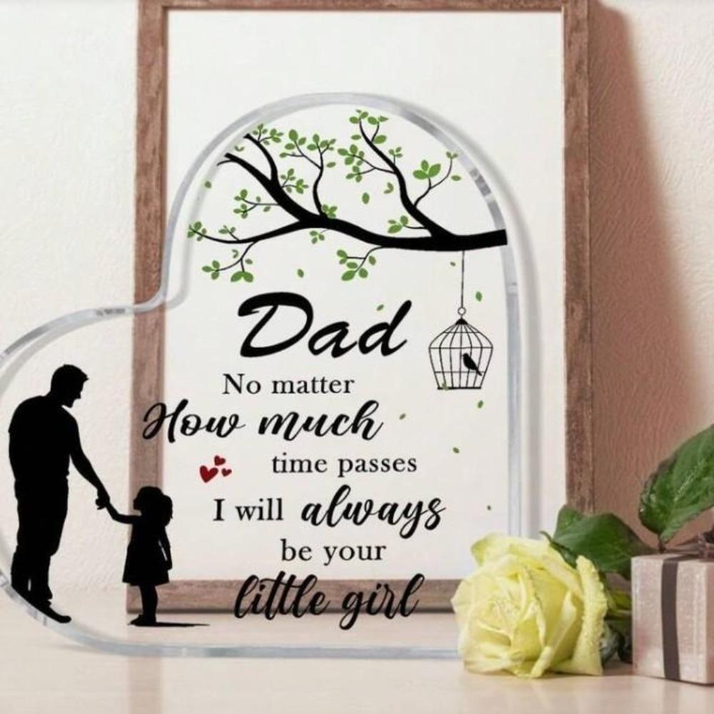 2D Flat Acrylic Ornament for Parents Transparent Heart Shaped Decor Plaques Gift for Thanksgiving Festival Party Gift Home Decor
