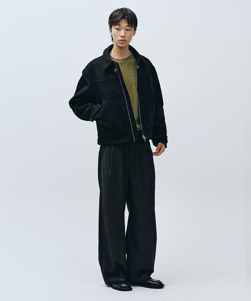INTEMPOMOOD Retro Stripe Wide Slacks_Black