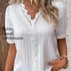 YYFS Women's Fashion Casual Summer Spring Solid Color Print Short Sleeve V-Neck Blouses & Shirts
