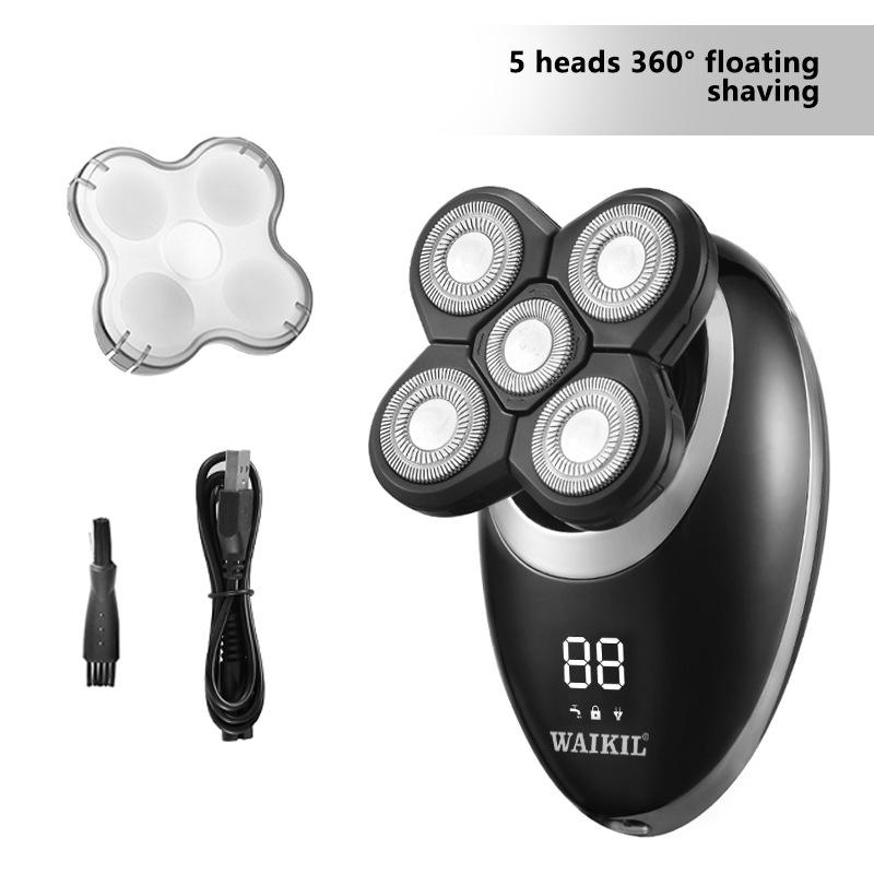 

5-в-1 водонепроницаемая интеллектуальная бритва 1 шт. мужская бритва для бритья налысо с 7 лезвиями электрическая бритва многофункциональный парикмахерский набор Silver Standard