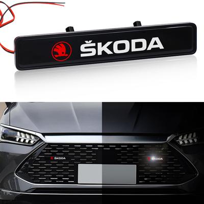 Car Front Grille Sticker Badge Car Head Grill Emblem LED Light Emblem For Octavia MK2 MK1 2 3 A5 A7 A8 Fabia Karoq Superb Jzfb61