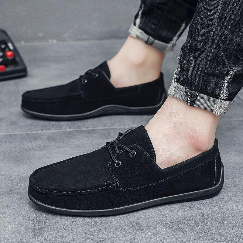 New Doudou shoes men's matte leather casual versatile men's shoes green trend driving non-slip lazy shoes
