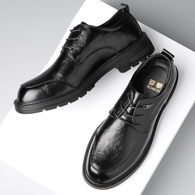 2024 Classic Genuine Leather Men's Dress Shoes Black Brown Cap Toe Lace-Up Oxford Company Business Office Formal Shoes for Men