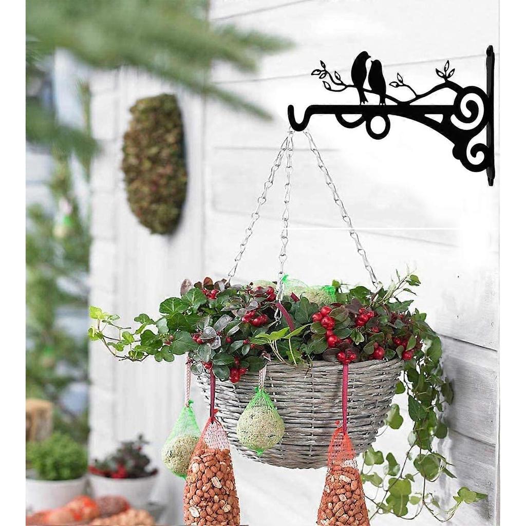 2PCS Rustproof Iron Hooks Hanging Basket Bracket - Outdoor Wall Hangers for Planters, Wind Chimes & Bird Feeders