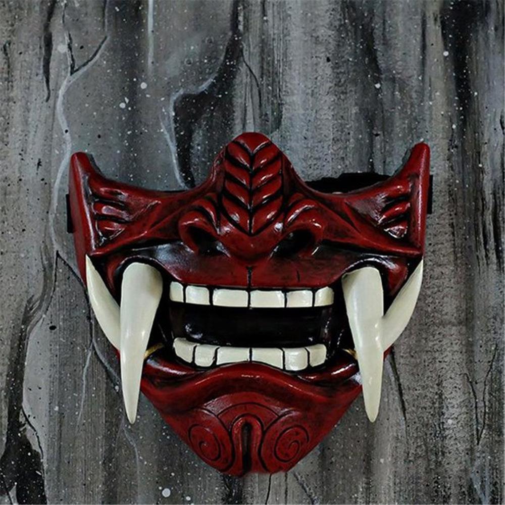 Rote Hannya Dämon Samurai Maske - Japanisches Noh Cosplay für Halloween