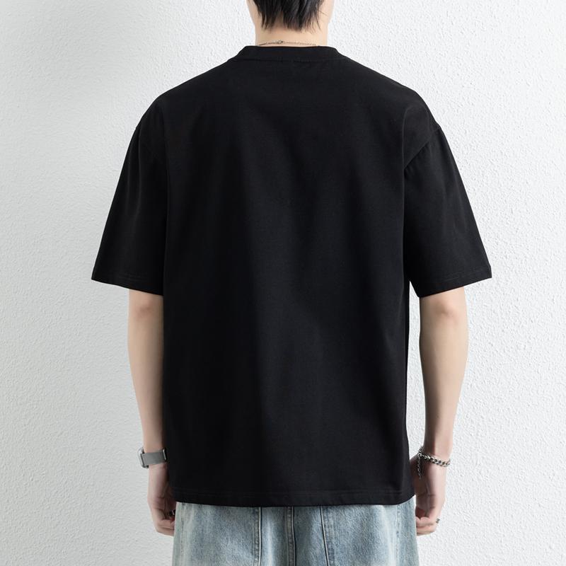 Casual Short-sleeved T-shirt Men's Personalized Embroidered Loose Round Neck Top