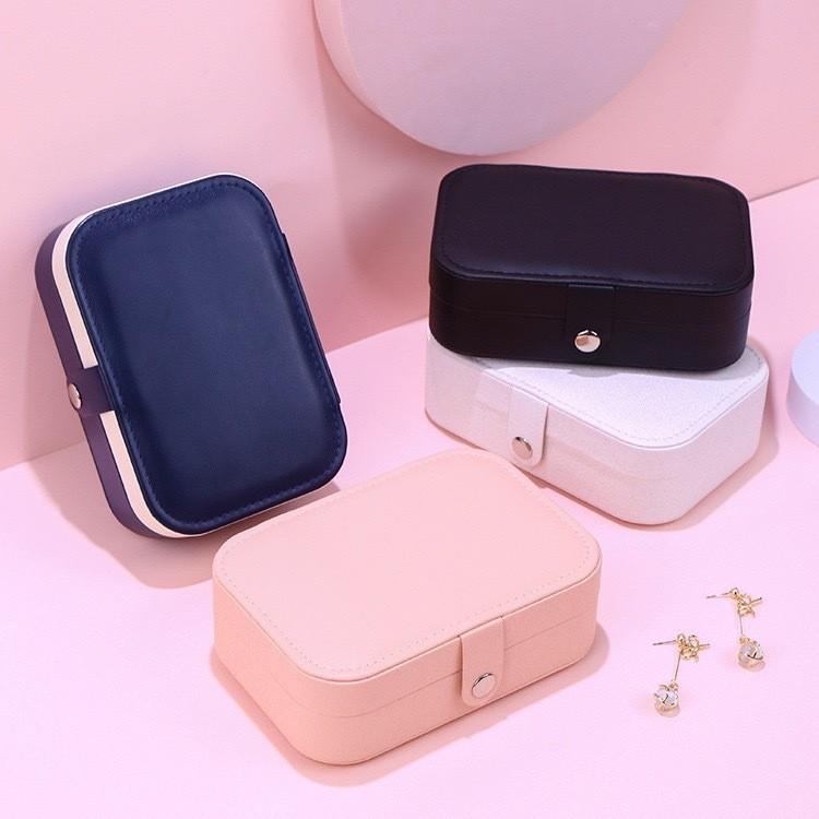 Elegant Leather Jewelry Box With Detachable Double Layers For Travel And Gift Use