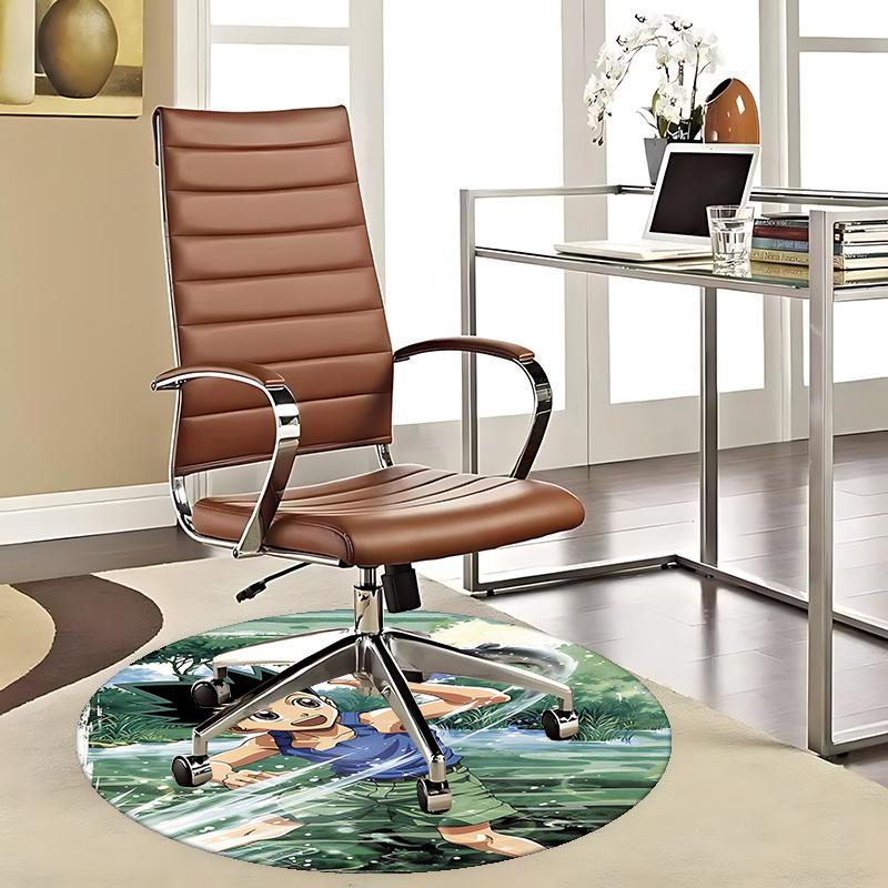 1 Stück Anime Cartoon Design Runder Teppich für Bürostuhlmatte, Rutschfester Teppich Geeignet für Heimdekoration, Wohnzimmer, Schlafzimmer, Spielzimmer