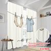 2pcs 2D Flat Printing Party Curtain Dry Laundry Socks Shirt Fabric Without Electricity 0 Perfect for Door Wall Yard