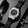 Men's Casual Watch Diamond Iced Bezel Quartz Wristwatch Sports Waterproof 30m Chronograph Fashion Silicone Band Reloj Hombre