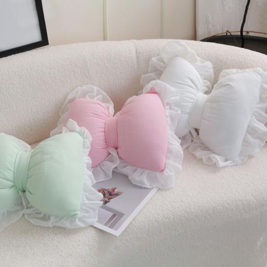 Yousheng Bow-shaped Pillow Ruffle Lace Plush Throw Pillow High Elasticity Decorative Pillow for Bed Couch Car Seat Companion Pillows