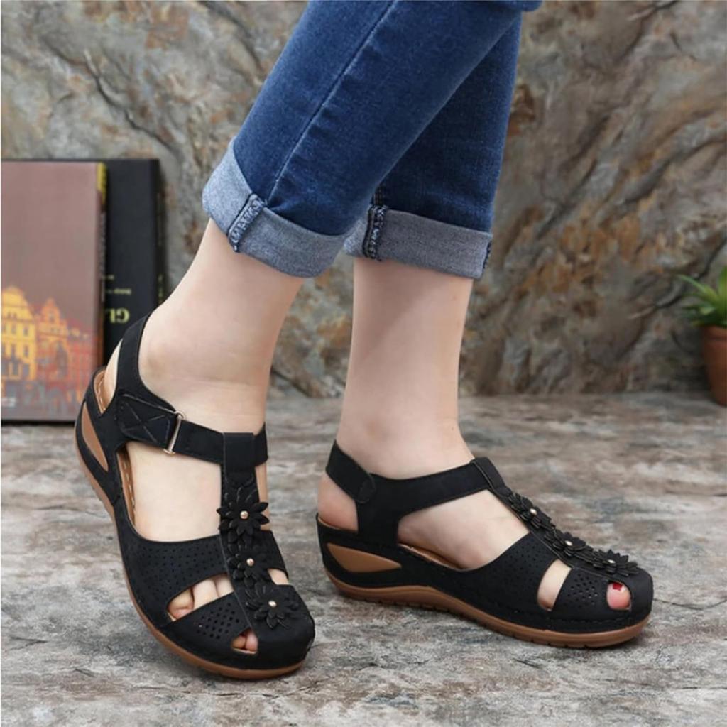 Damen Sandalen mit offenem Zeh, Hohlmuster, floral, weiche Sohle, lässiger Stil, bequem, Sommer, atmungsaktiv, leicht, zum Hineinschlüpfen