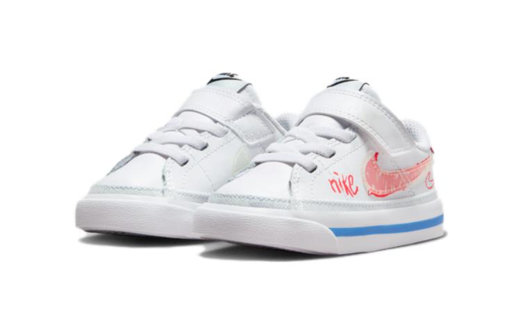 Nike Court Legacy Abrasion Resistant Slip Resistant Low top Toddler Shoes White Red Infant And Toddler FB7781-100