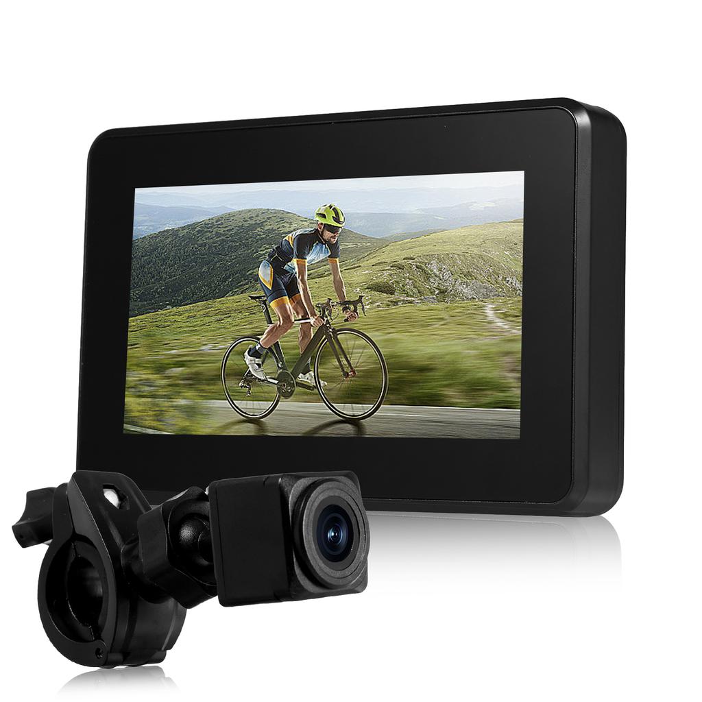 Handlebar Bike Mirror, 1080P Rechargeable Recording Bicycle Rear View Camera with 4.3 Monitor Night Vision 110