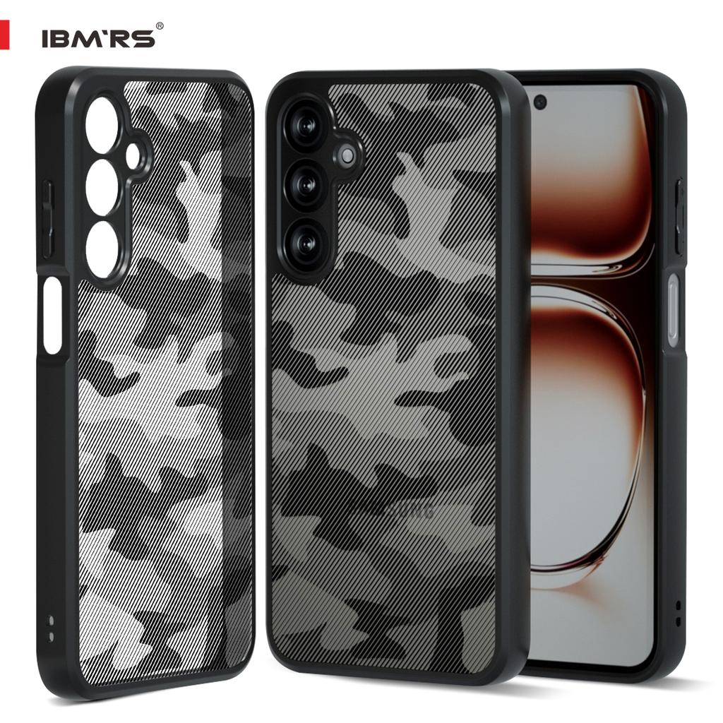 (Comes with Wrist strap)IBMRS Genuine Official Stand for Samsung Galaxy M35 Case,Shockproof Matte Translucent Phone Case, Camo Black
