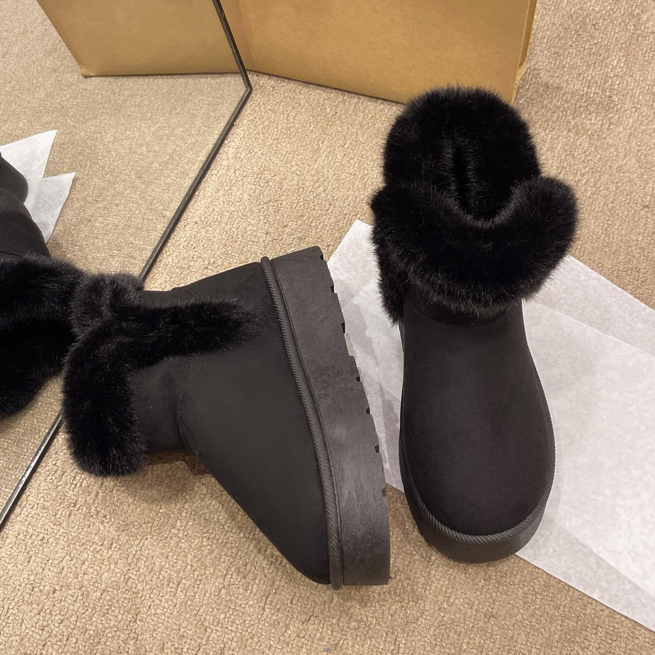 мода 2024 Зимние Теплые Длинные Плюшевые Снежные Ботинки Женские Массивная Платформа — фото 4