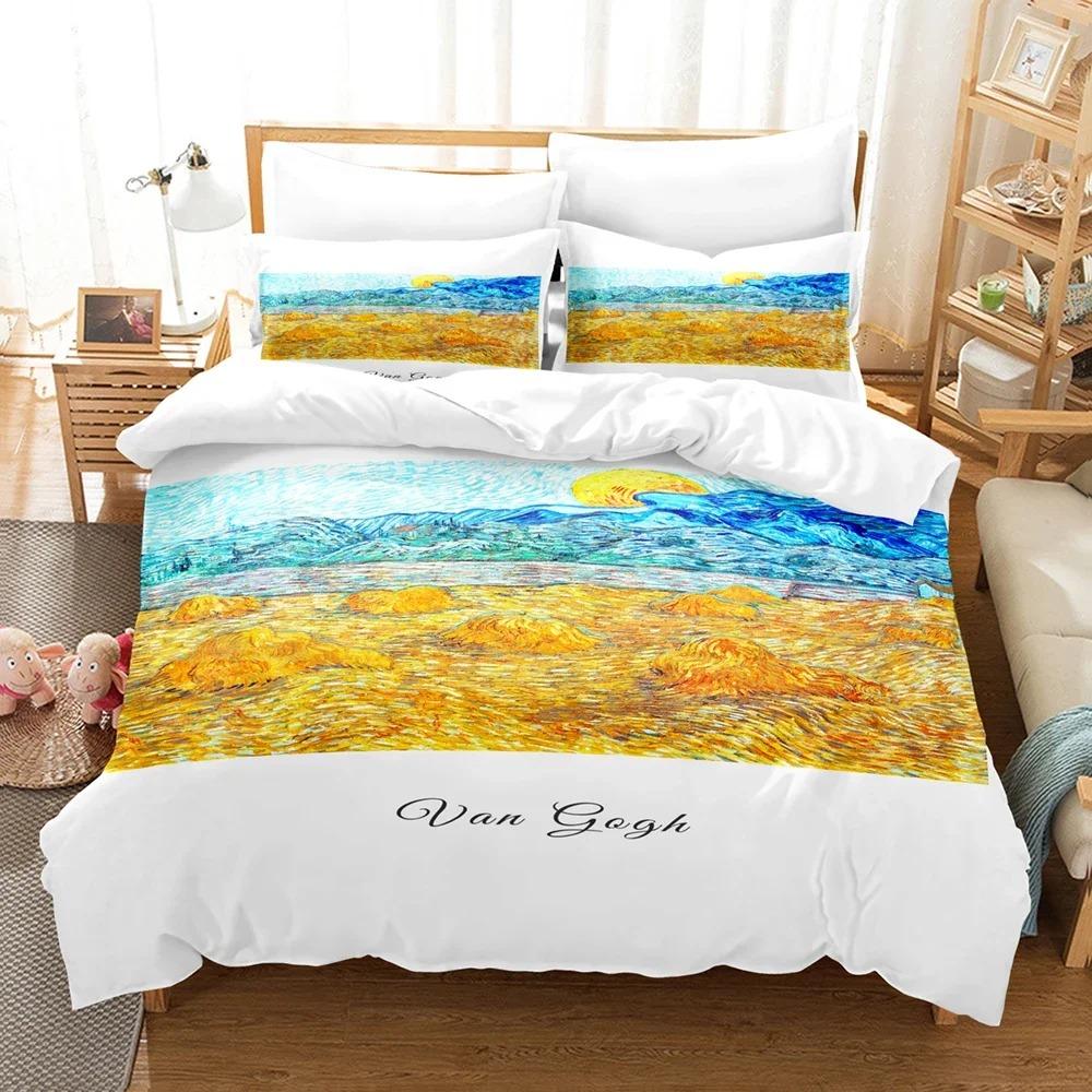 Van Gogh Oil Painting Beding Set 3D Printed Suitable for Bedrom Soft with Soft Fabric Duvet Cover Set With Pilowcases Children Kids Home Textile