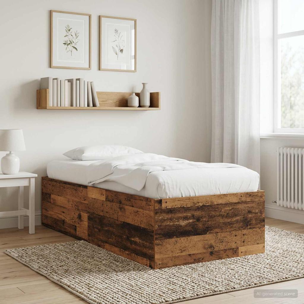 Floor Bed Frame Reclaimed Wood 80 x 200 cm Engineered Wood