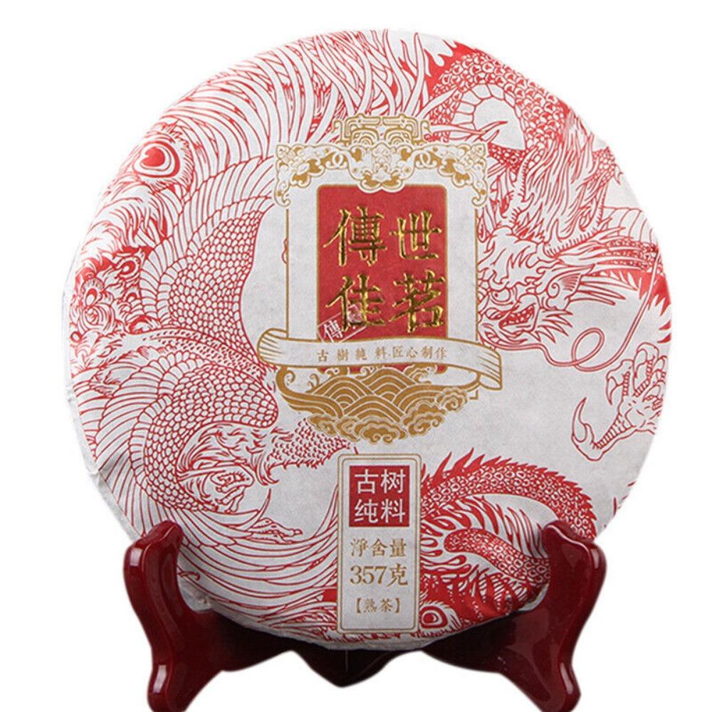 2020 Menghai Old Tree Shu Puer Tea Chuan Shi Jia Ming Ancient Ripe Puer Tea 357g