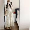 New Gentle French Lace-up Bubble Dress, Summer Waist Temperament, Thin Delivery Within Days, Printed Dress