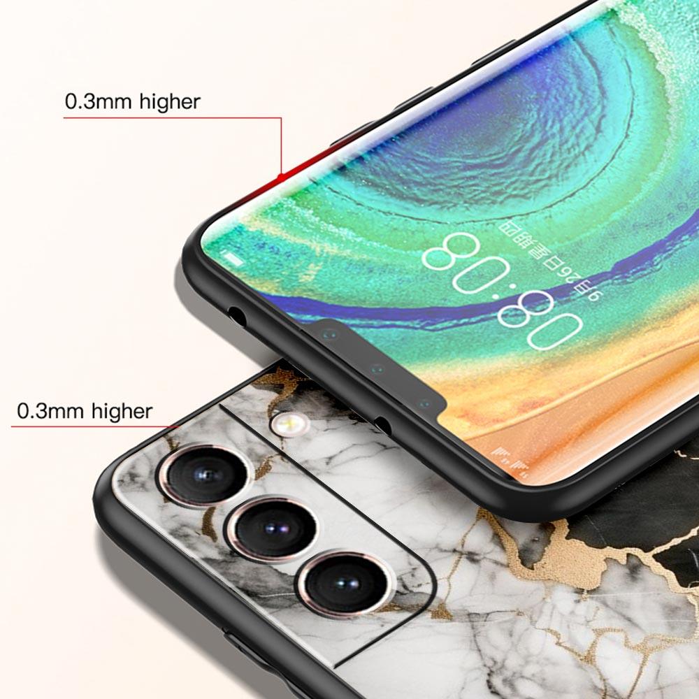 Watercolor Marble Phone Case For Samsung Galaxy S26 Ultra S25 Plus S24 FE S23 S22 5G S21 S20 Cover Black Soft