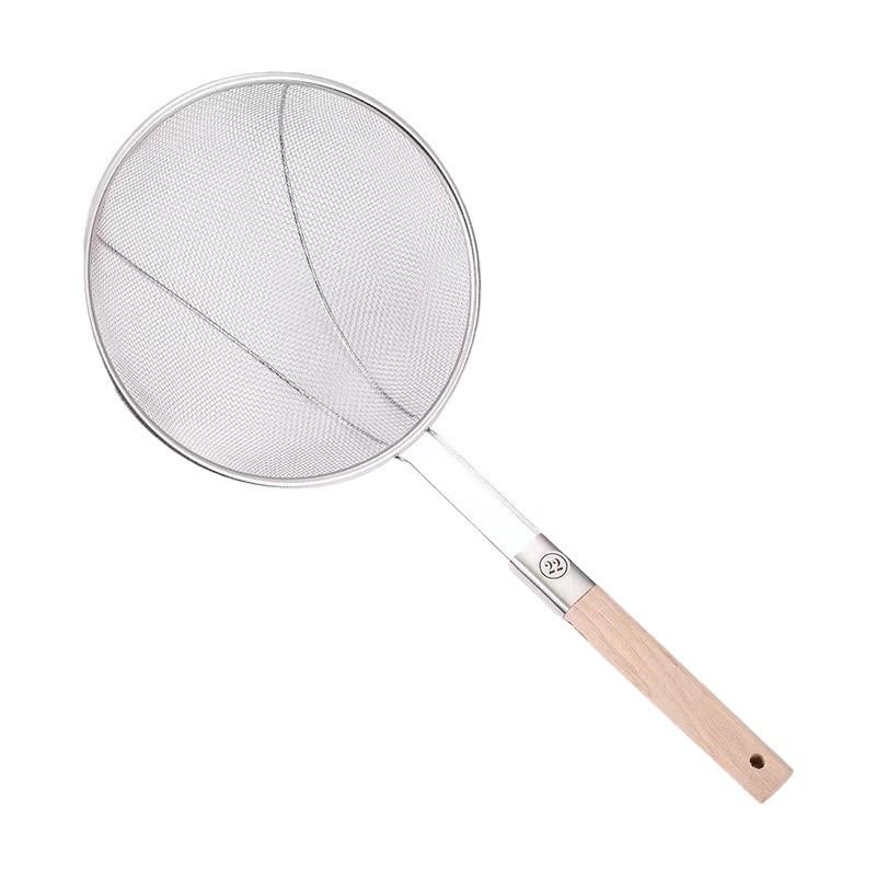Stainless Steel Ultra-Fine Skimmer with Wooden Handle for Household and Commercial Use