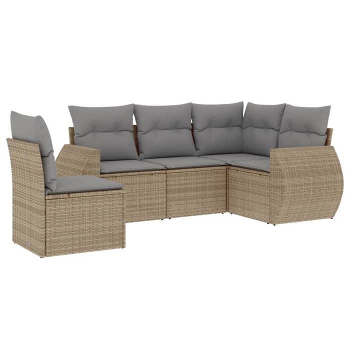 VidaXL Garden Lounge Set with Cushions 5 Pcs, Patio Sofas, Patio Furniture Set, Outdoor Furniture, Beige 3253706