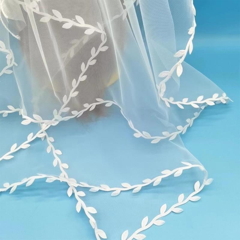 Wedding Tulle Bridal Layered Veil with Vine Trim&Bowknot Elegance Bride Supplies