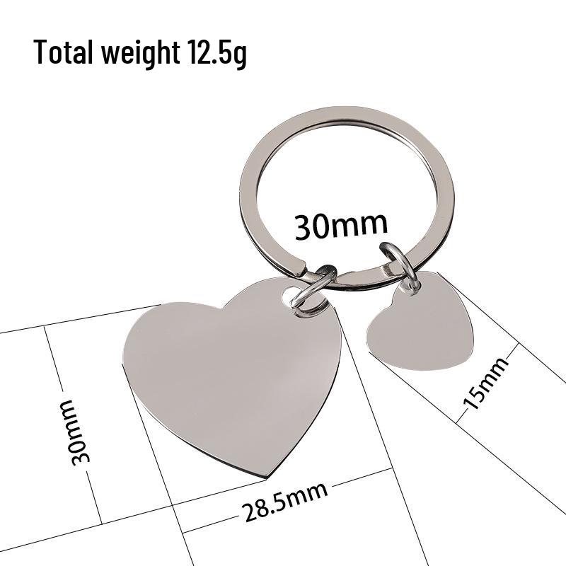 Stainless Steel Heart-Shaped Laser Engravable Metal Keychain Gift