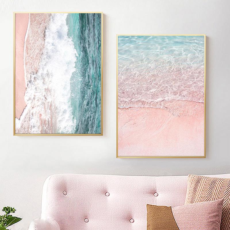 Rowboat Leaf Pink Sea Beach Shell Parasol Nordic Posters And Prints Wall Art Canvas Painting Wall Pictures For Living Room Decor