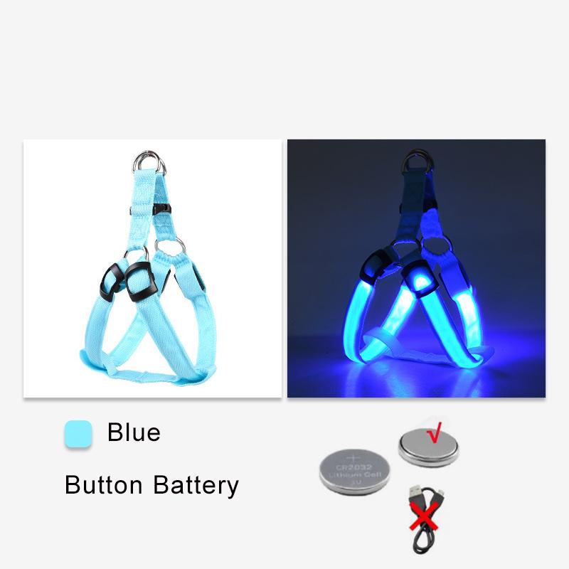 Pet Harness LED Dog Harness Nylon Cat Harness Night Safety Glowing Pet Vest Adjustable Luminous Dog Vest Dog Products