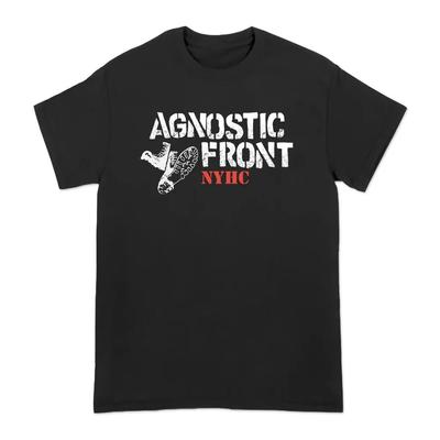 Unisex Short Sleeve Crew Neck Cotton T Shirt Agnostic Front Boots Stencil