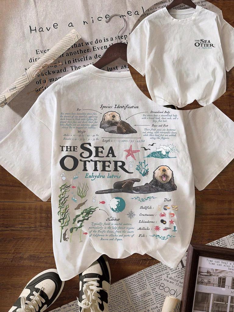 Y2K Ocean Print Round Neck Casual Short Sleeve T-Shirt
