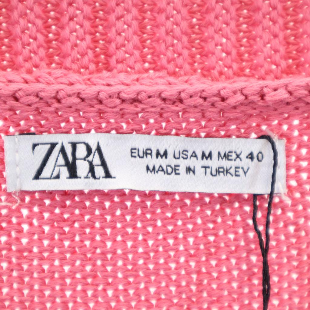 unused ZARA Long sleeve V neck knit cardigan M pink Men's Used
