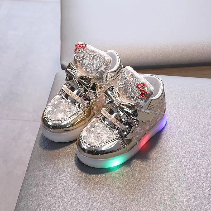 Kids Girls Bowknot Rhinestone Casual Low Top Ankle Martin Boots 21 золотой