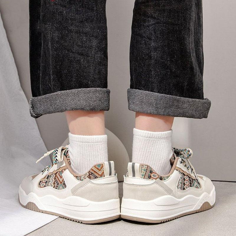 Trainer Damen Plateau Sneaker Vintage Stickerei Freizeitschuhe Mode Dicke Sohle Flatform Skate Schuhe Walking Laufschuhe