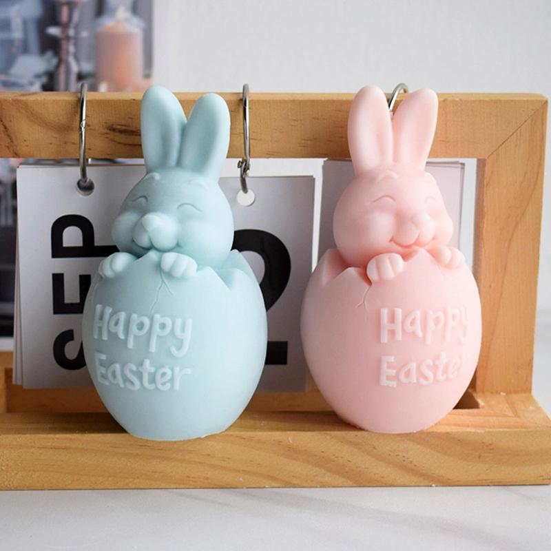 3D Bunny Egg Candle Silicone Mold Easter Resin Casting Mould for DIY Candle Making Clay Craft Plaster Home Decoration