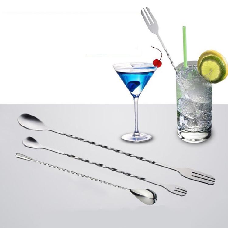 Durable 304 Stainless Steel Cocktails Spoon Double Ended Mixing Tool Polished Finish For Professional And Home Bartending