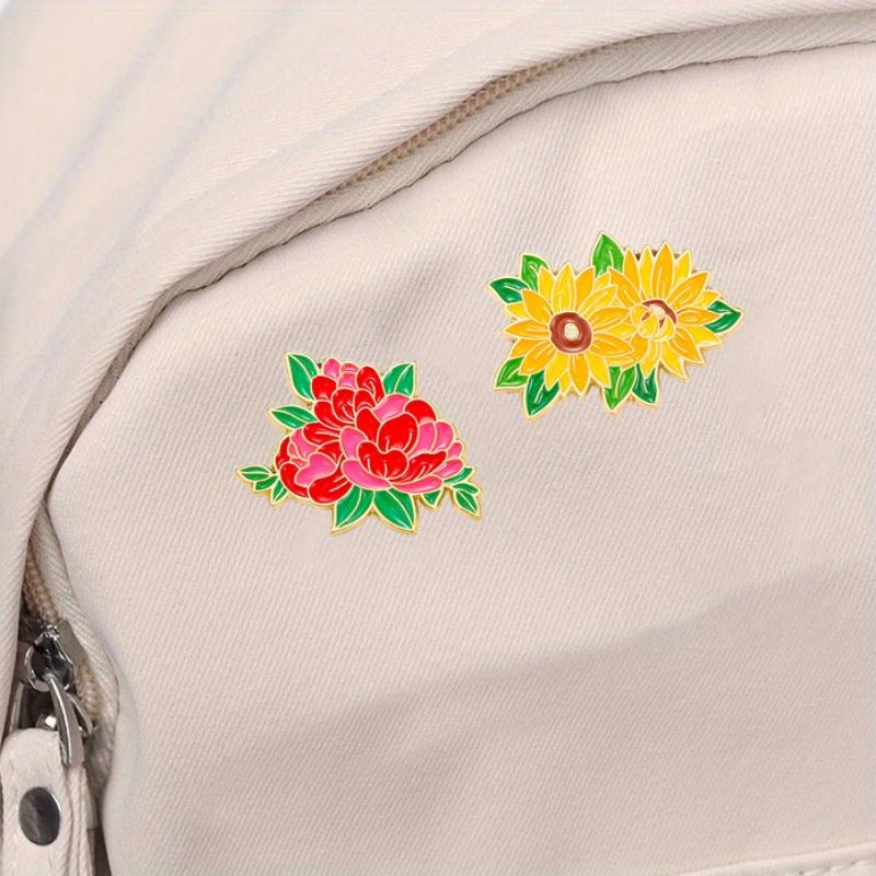 1pc Alloy Badge Personalized Daisy Brooch Backpack Decoration Peony Blue Brooch Cartoon 4 styles