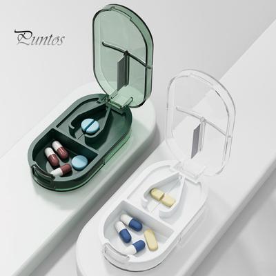 Scatola portapillole portatile trasparente per uso alimentare, lama in acciaio inossidabile affilata, contenitore per capsule da viaggio multifunzionale 2 in 1, contenitore per la conservazione delle compresse