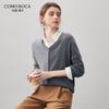 KEMENG BOKA 2025 Autumn/Winter Color-block Cashmere V-neck Sweater