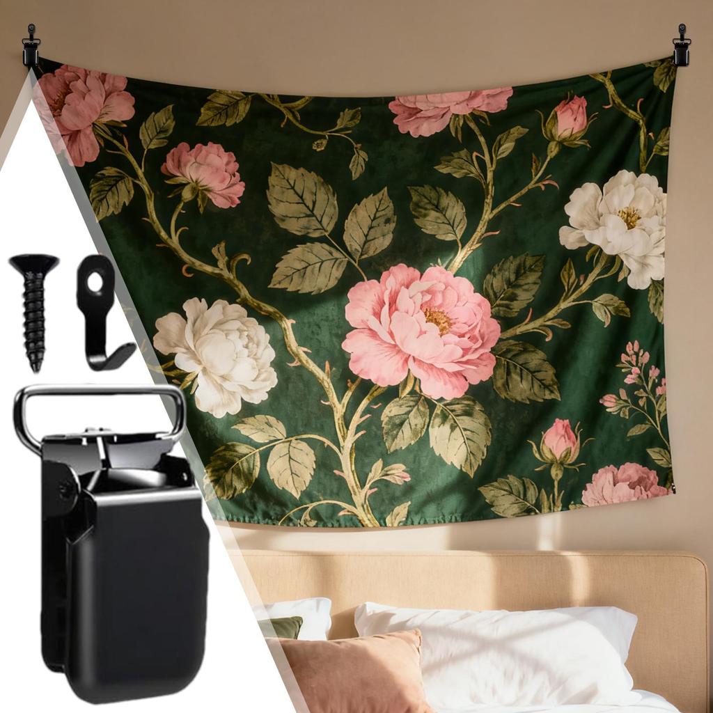 Tapestry Wall Hangers 4 Pieces Removable Heavy Duty Clip Tapestry Wall Clamps For Display Pictures Posters Frames Art Canvas