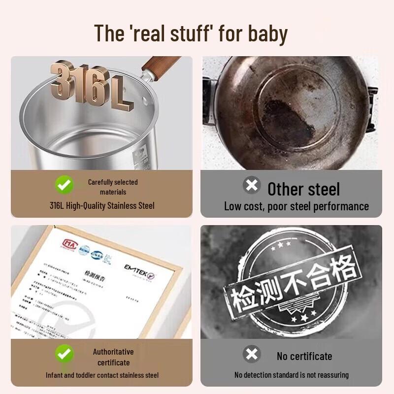 KOBACH 316L Edelstahl Baby-Milchtopf