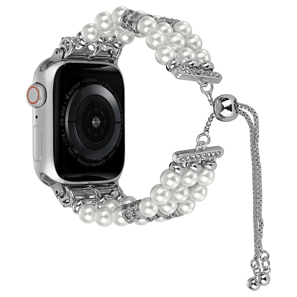 

Watch Strap for Apple Watch Series 10 42mm/9 8 7 41mm/SE (2023) SE (2022) SE 6 5 4 40mm/3 2 1 38mm Watch Band Preppy Beaded Bracelet White