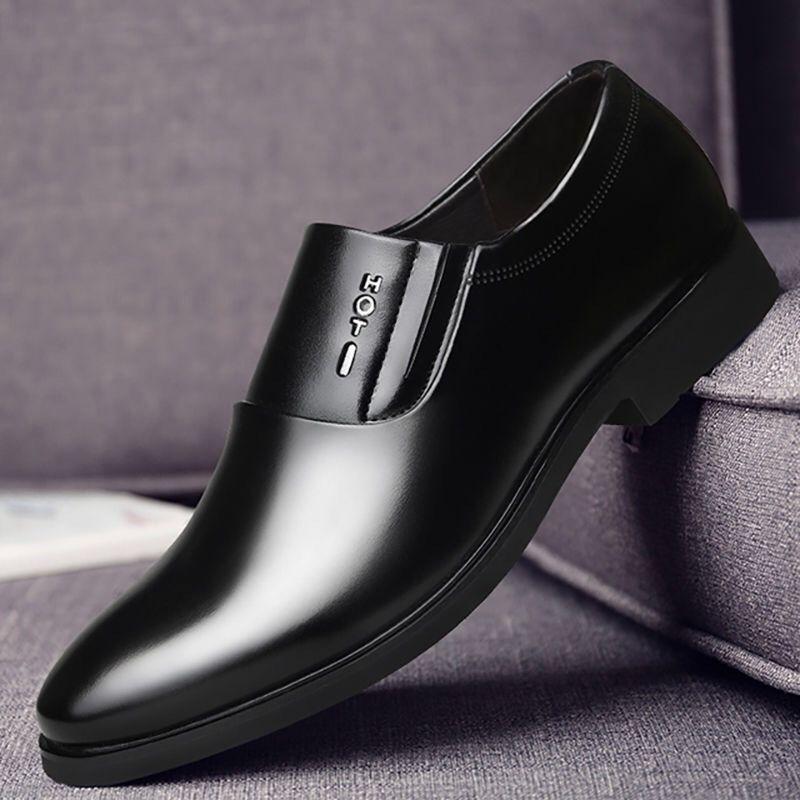 Leather Shoes Men's Youth Business Casual Dress Foot Shoes Spring New Black Student Wedding Leather Shoes