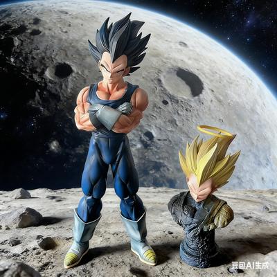 27cm/10.63inch Anime Dragon Ball Majin Vegeta Figure Replace Head Super Saiyan Action Figures Collection Model Toys Z Round Sensory Compression Bouncy