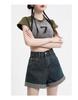 2024 Women's High Waist Slimming Rolled Edge Denim Shorts - Trendy European Style